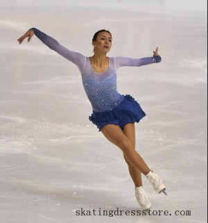 girls spandex custom tonya harding skating outfits women Blue FC808