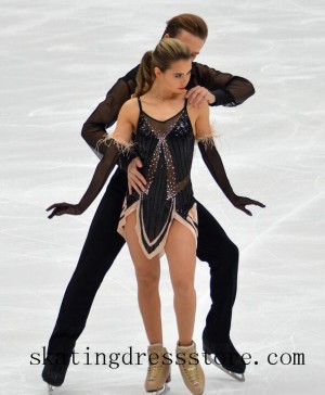 tuxedo figure skating dress free shipping spandex custom FC1177