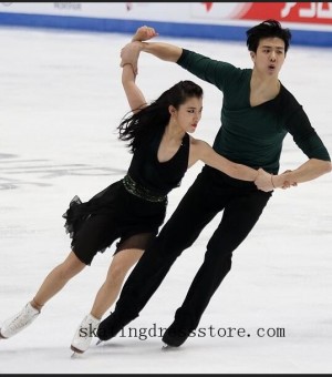 free shipping Black vintage ice skating dress spandex FC1215