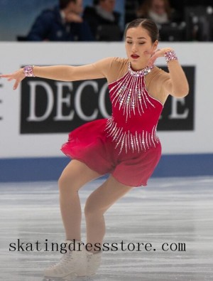 white figure skating competition dress kids girls custom free shipping FC390