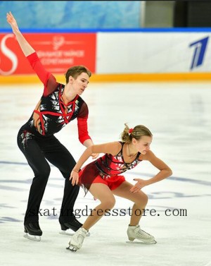 women's figure skating dresses custom Red Lycra spandex FC884