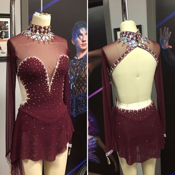 Details about   New Wine Red figure skating dress 