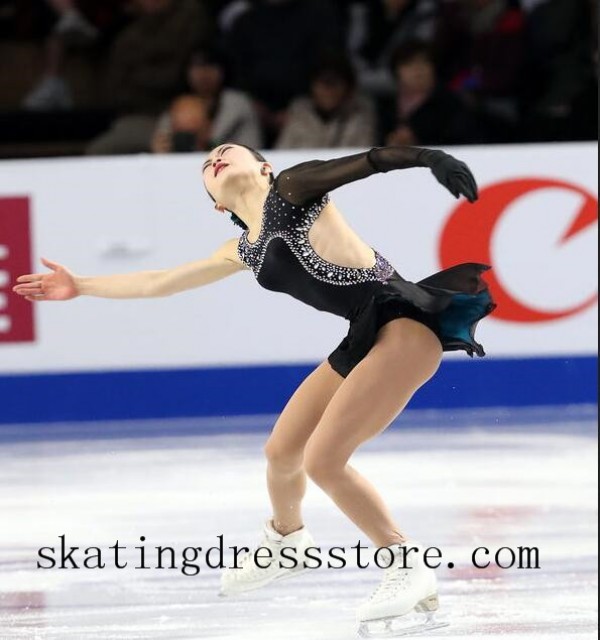 Details about   Black Figure Skating Dresses Women Competition Skating Clothes Custom Beaded 