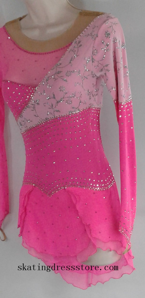 women outfits for ice skating pink kids CJ116 -SkatingDressStore.com