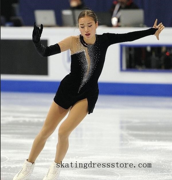 kids custom sagester protective leggings Black spandex girls FC1108 Other Brand Ice Skating Dresses SkatingDressStore