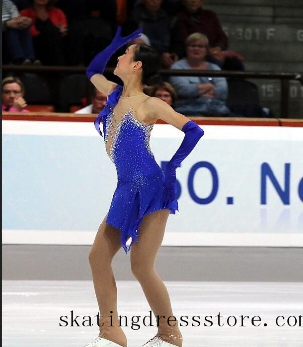 spandex 2018 kids Blue tango ice skating dresses FC671 - Blue - Color - Ice Skating  Dresses 