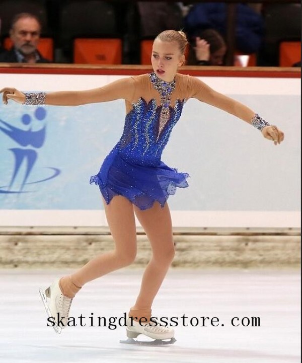 tango skating dress women kids FC653 Blue Color Ice Skating Dresses SkatingDressStore