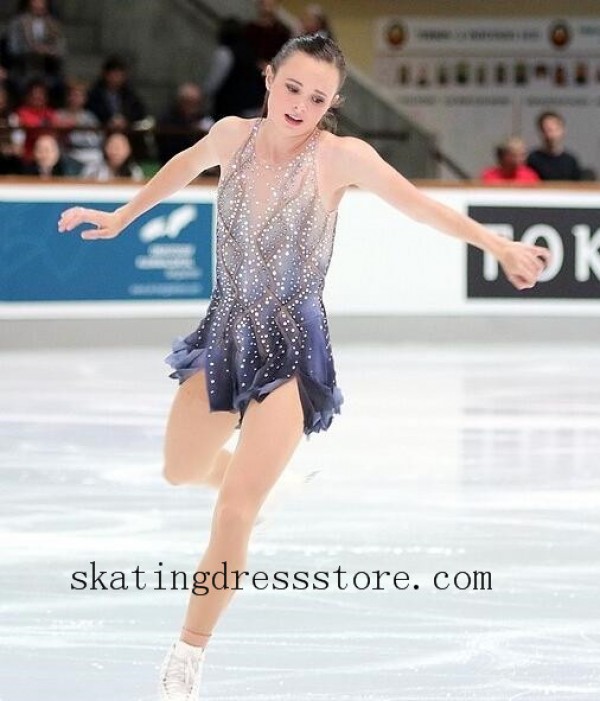 grey ice skating dress free shipping custom Grey kim competition skating dress FC946 - Grey -  Color