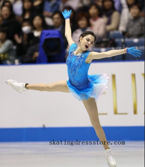 free shipping custom women moana ice skating dress FC564 SkatingDressStore